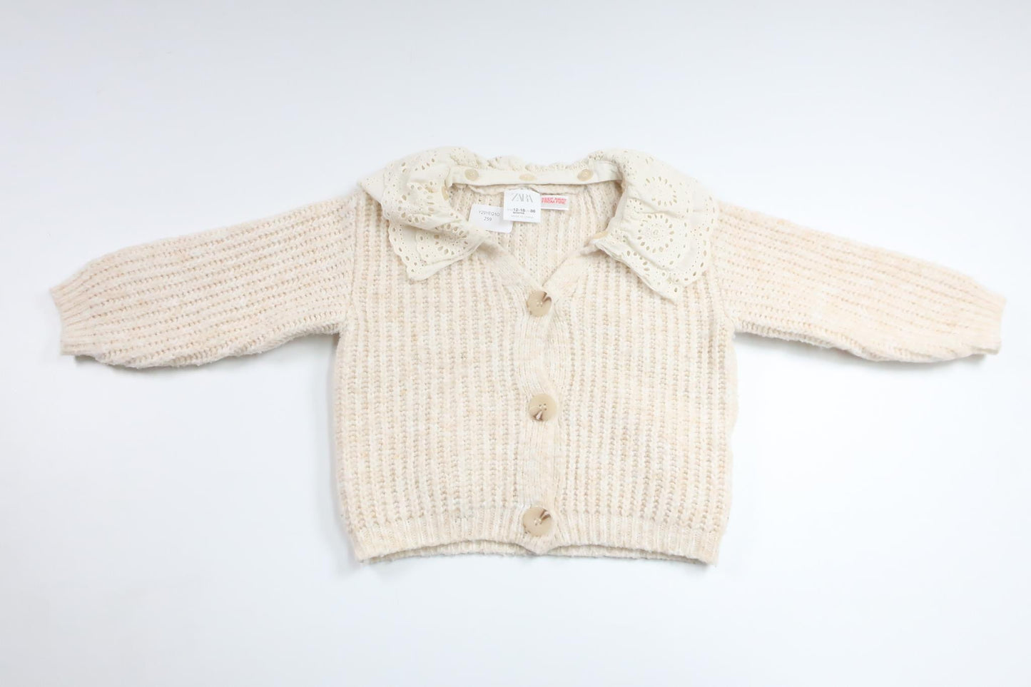 Kofta med avtagbar krage från Zara - Storlek 86 - Benvit