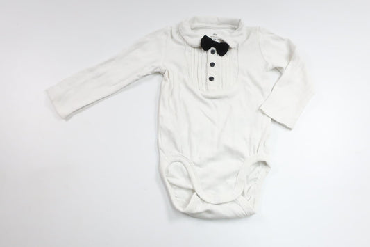 Body med fluga från H&M - Storlek 74 - Vit