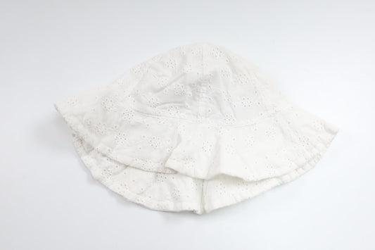 Solhatt med broderade blommor från Lindex - Storlek 48/50 - Vit