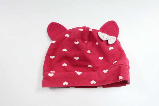 Mössa med hjärtan från H&M - Storlek 50 - Vinröd