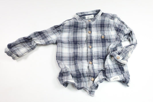 Rutig skjorta från Newbie - Storlek 80 - Marinblå