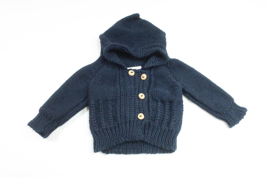 Stickad munkjacka från Hemstickat - Storlek 56 - Marinblå