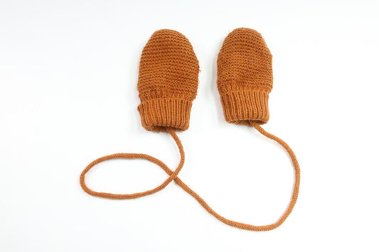 Stickade vantar fleecefodrade från Åhléns - Storlek 74/80 - Brun