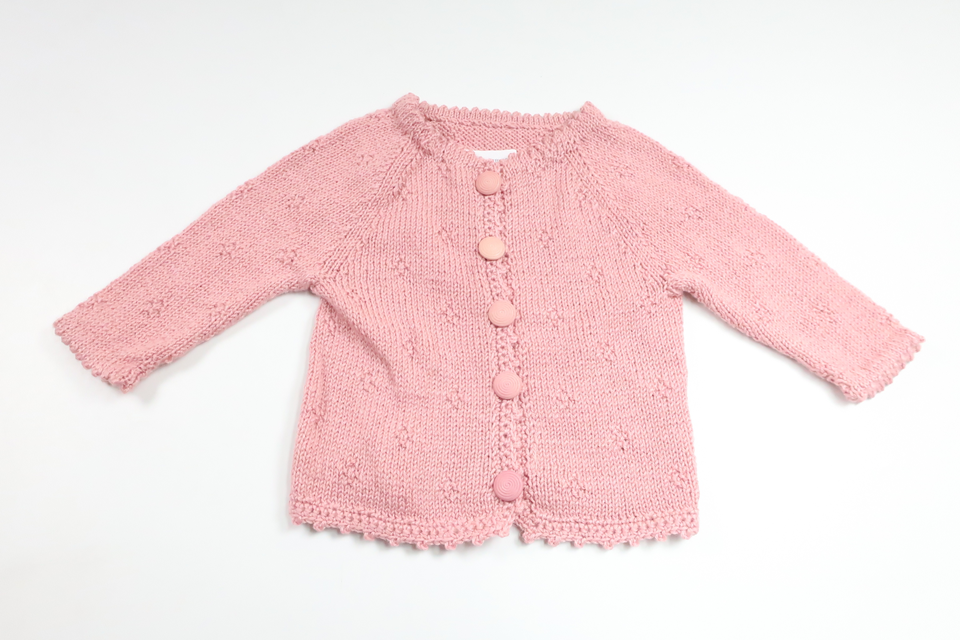 Stickad kofta från Hemstickat - Storlek 74/80 - Rosa