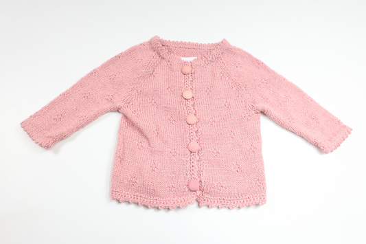 Stickad kofta från Hemstickat - Storlek 74/80 - Rosa