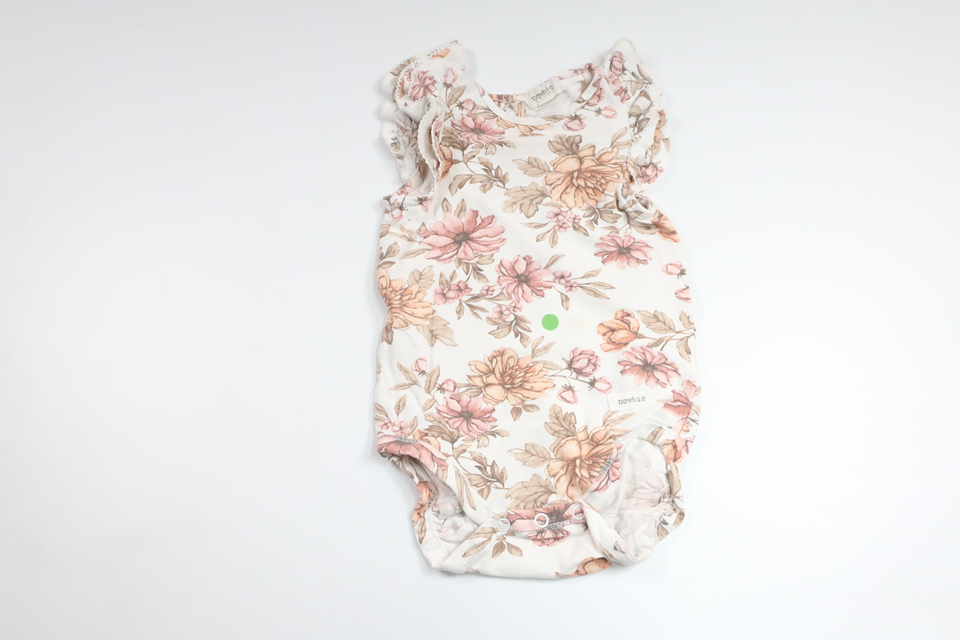 Blommig body från Newbie - Storlek 80 - Vit