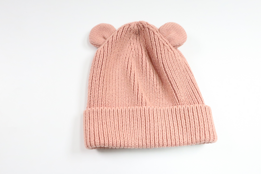 Stickad mössa med öron från H&M - Storlek 62/68 - Rosa