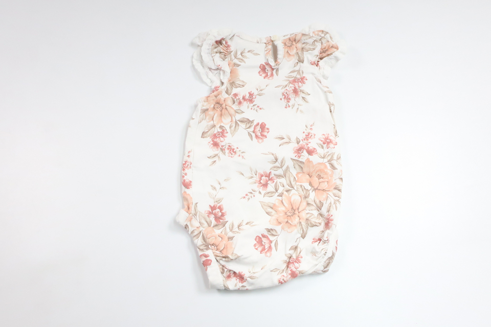 Blommig linnebody från Newbie - Storlek 62 - Vit