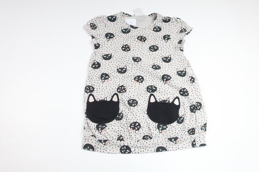 Klänning med katter från Lindex - Storlek 110 - Grå