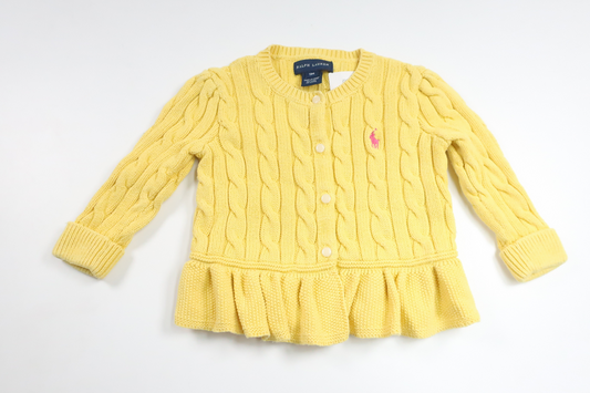 Stickad kofta från Ralph Lauren - Storlek 74 - Gul