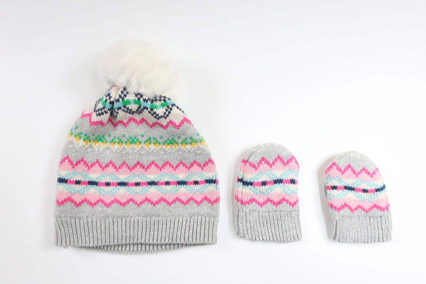 Set med mössa och matchande vantar från Baby GAP - Storlek 56/62 - Grå