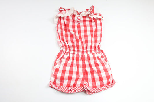 Rutig jumpsuit från Lindex - Storlek 122 - Röd