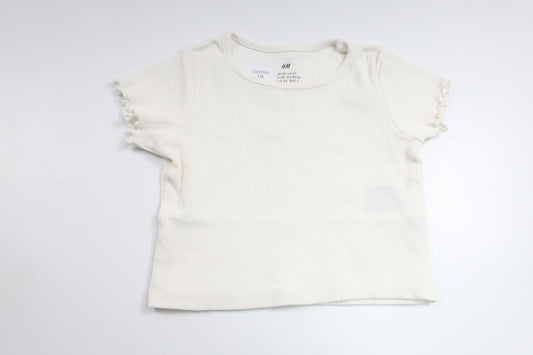 Ribbad t-shirt från H&M - Storlek 92 - Vit