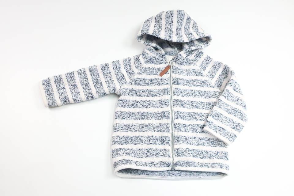 Randig munkjacka i fleece från H&M - Storlek 74 - Marinblå