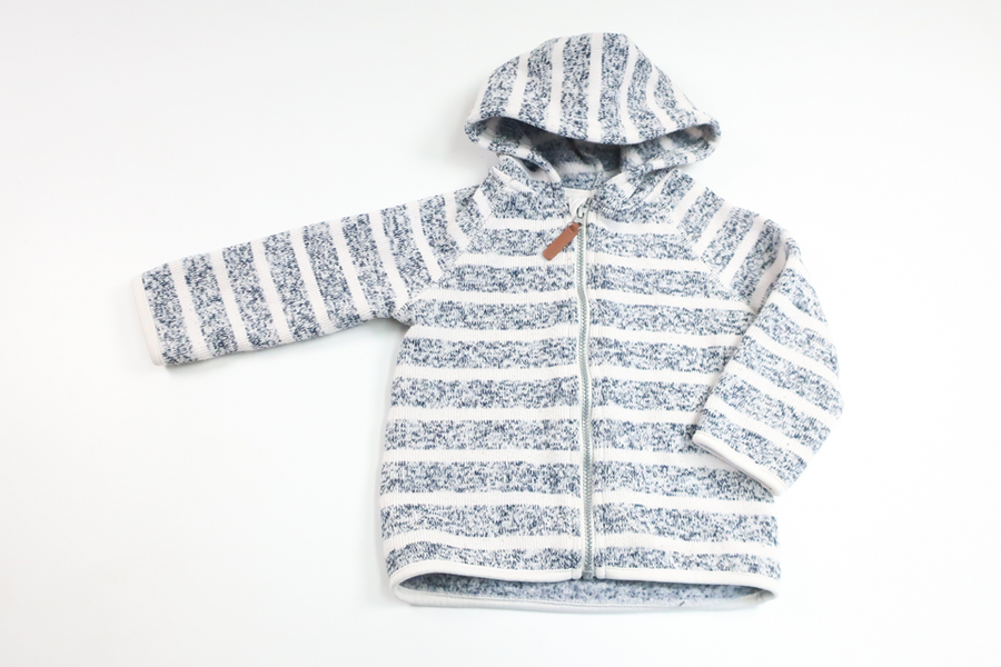 Randig munkjacka i fleece från H&M - Storlek 74 - Marinblå