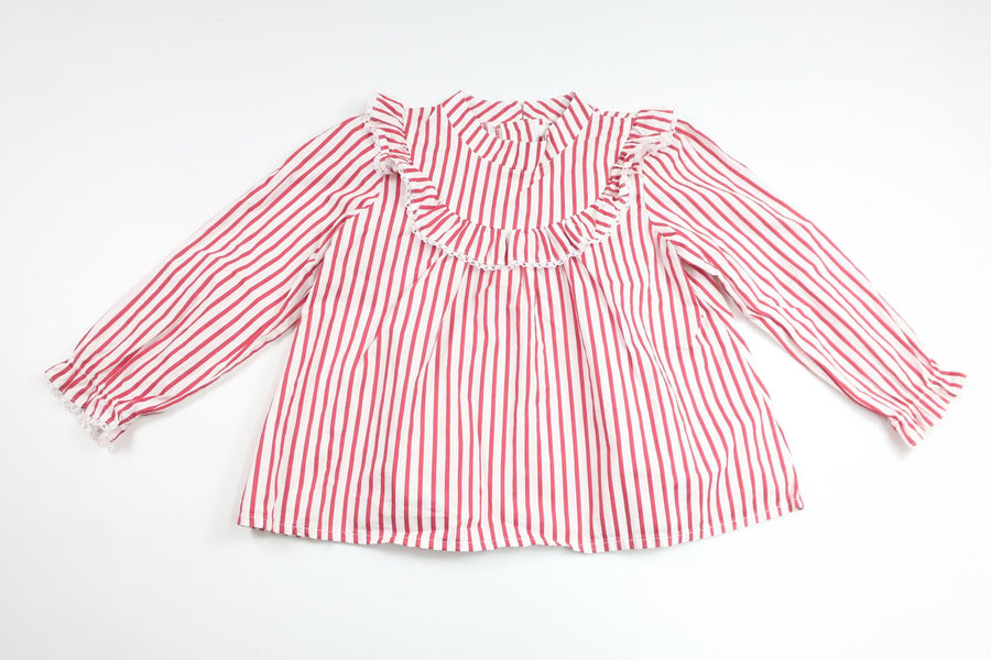 Randig tunika med volang från Livly - Storlek 110/116 - Röd