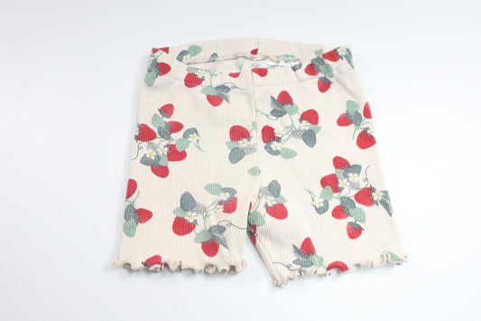 Ribbade shorts med jordgubbar från H&M - Storlek 74 - Benvit
