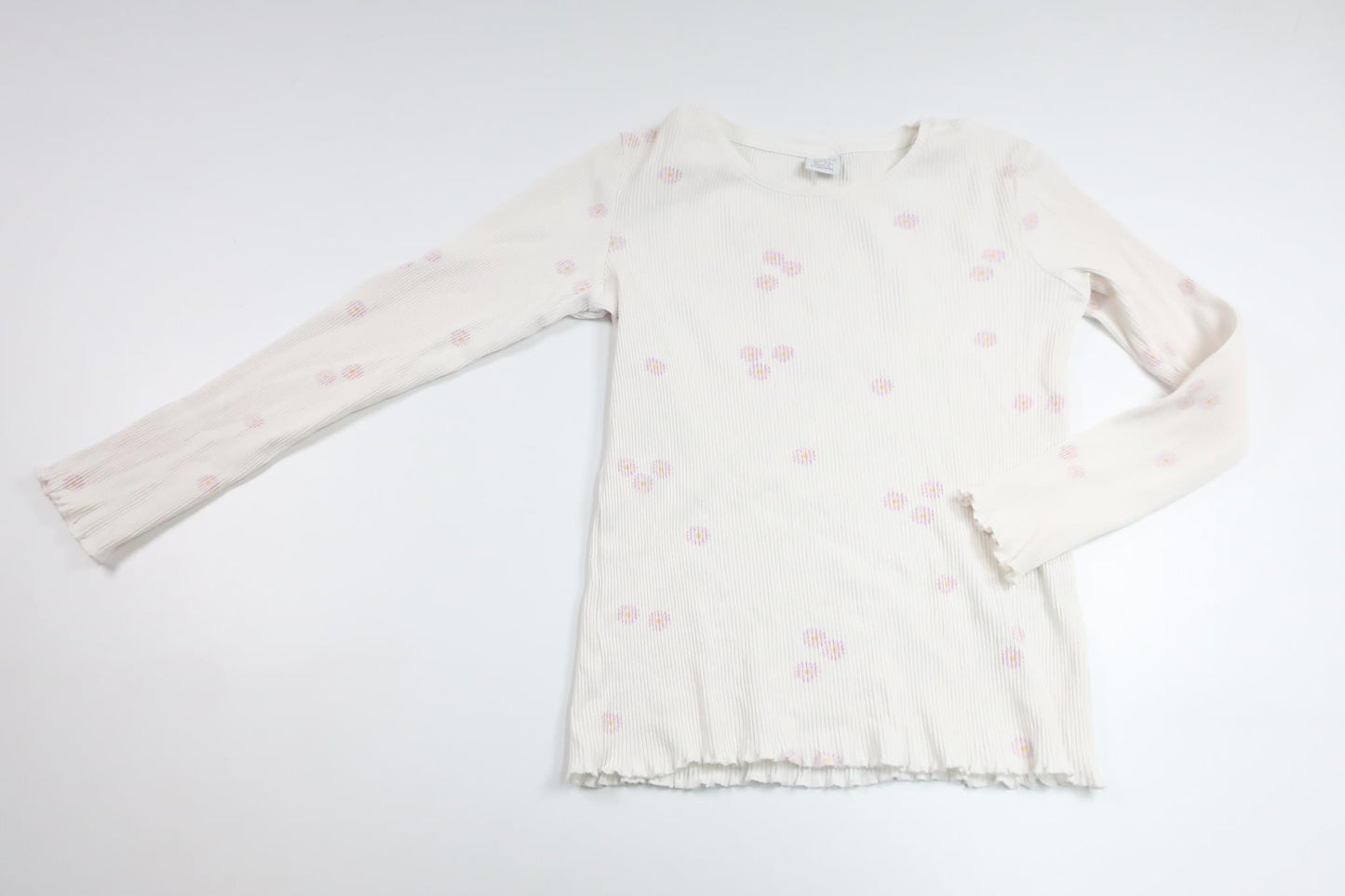 Ribbad tröja från Lindex - Storlek 128 - Vit