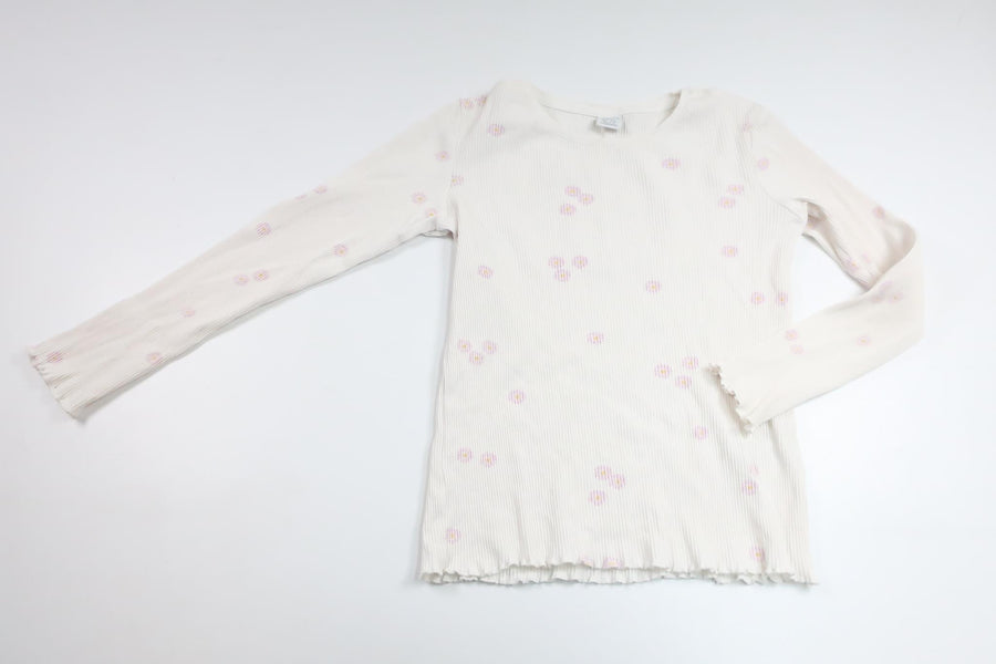 Ribbad tröja från Lindex - Storlek 128 - Vit