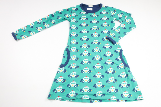 Klänning med polisbilar från Maxomorra - Storlek 122/128 - Grön