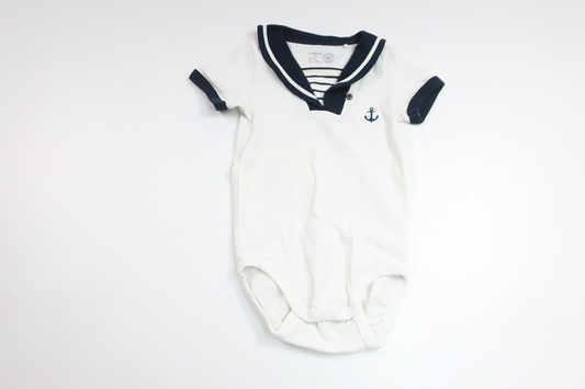 Sjömansbody från Lindex - Storlek 74 - Vit