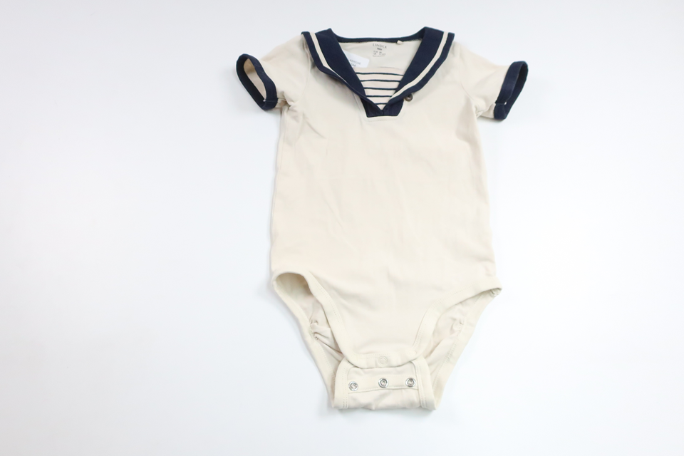 Sjömansbody från Lindex - Storlek 80 - Benvit