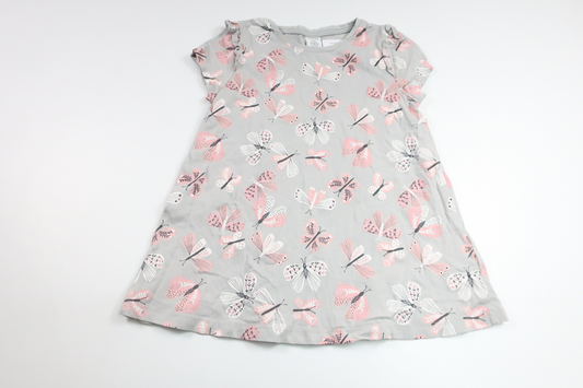 Klänning med fjärilar från Lindex - Storlek 104 - Grå