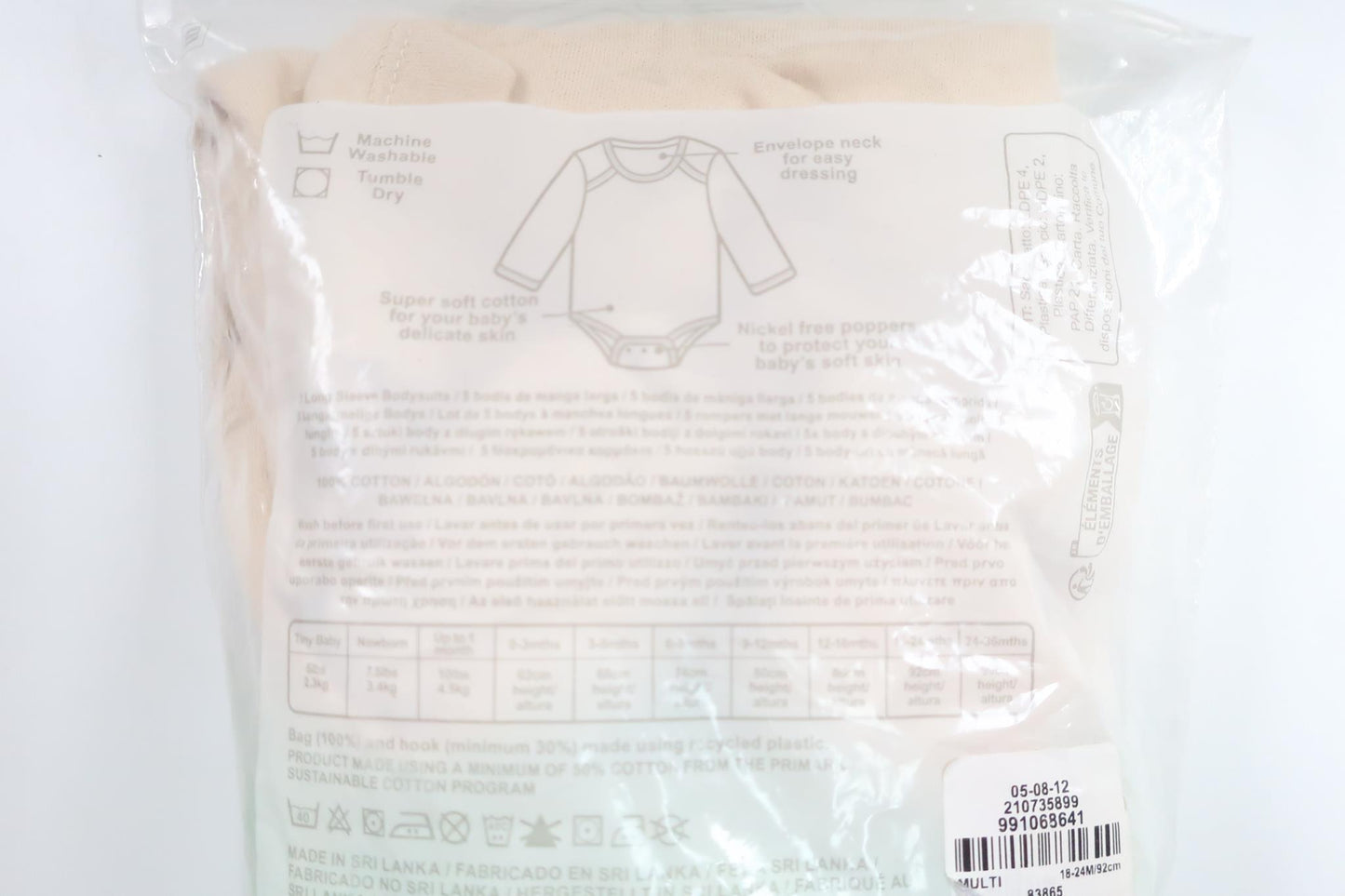 Trepack långärmade bodys från Primark - Storlek 92 - Multi