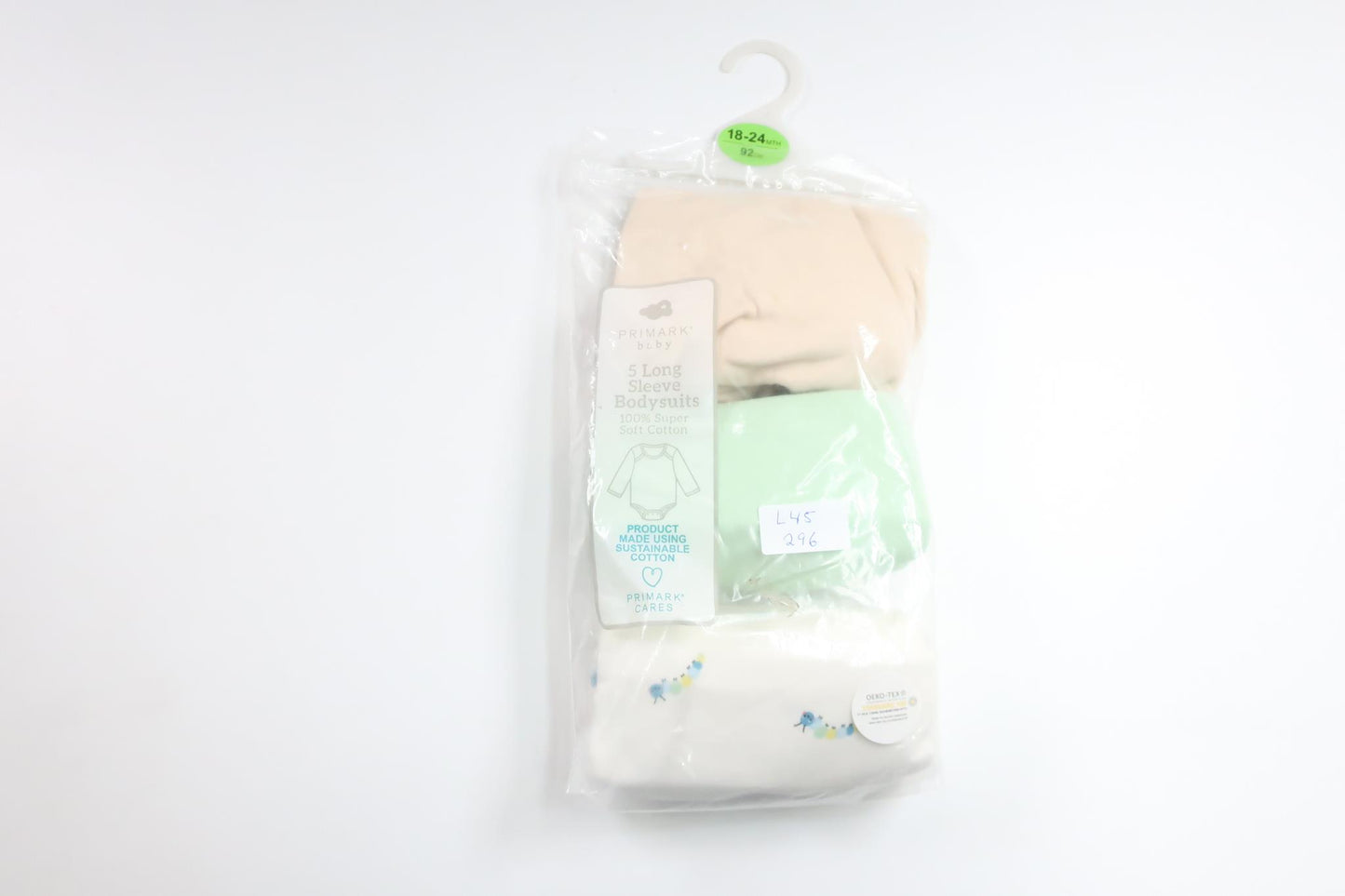 Trepack långärmade bodys från Primark - Storlek 92 - Multi