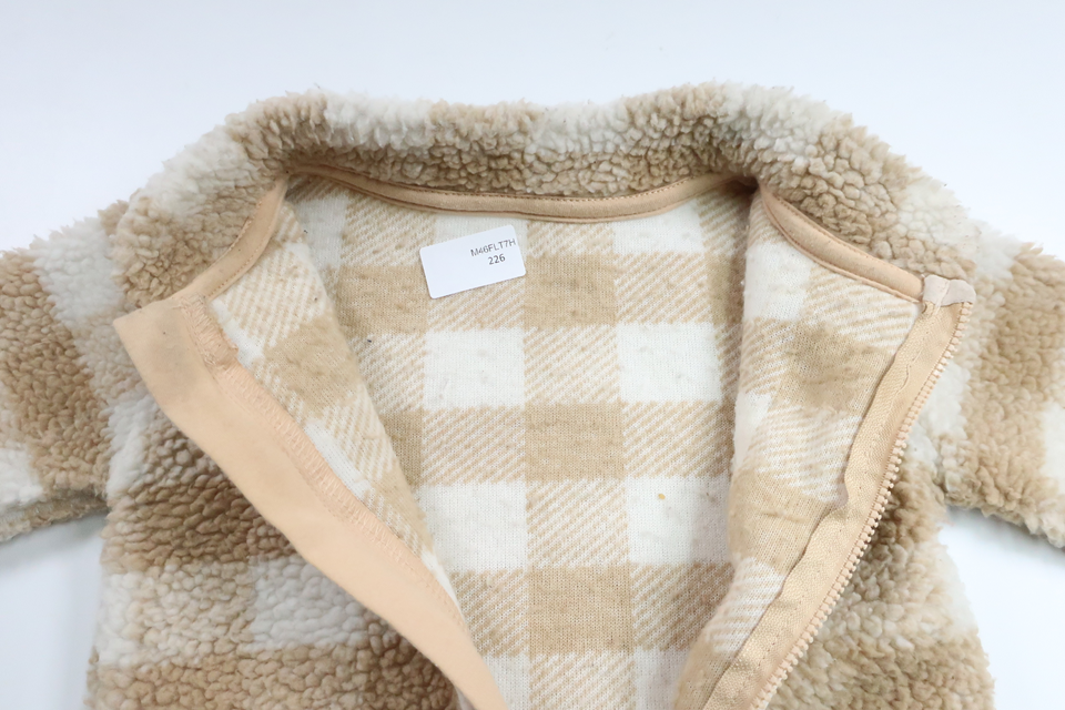 Rutig teddyjacka från Dunnes Stores - Storlek 62/68 - Beige