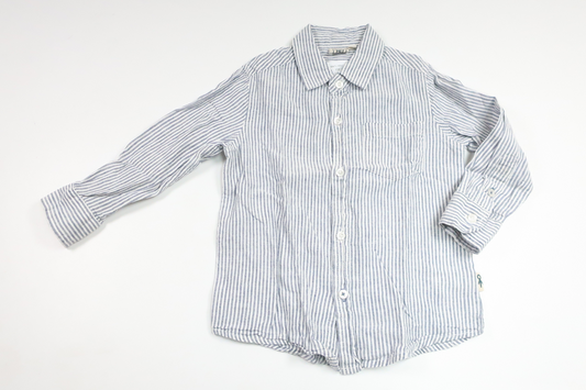 Randig skjorta i linnemix från SRNHLT - Storlek 98 - Blå