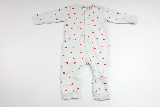 Pyjamas med hjärtan från H&M - Storlek 74 - Vit