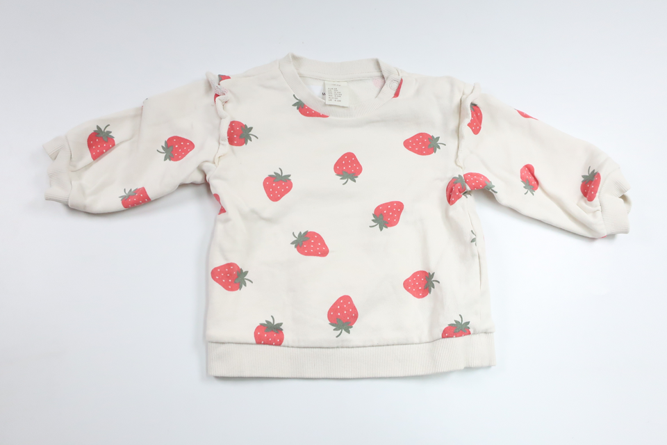Sweatshirt med jordgubbar från H&M - Storlek 68 - Benvit