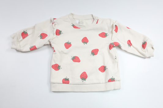 Sweatshirt med jordgubbar från H&M - Storlek 68 - Benvit