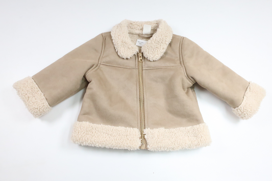 Jacka i skinnimitation från H&M - Storlek 80 - Beige