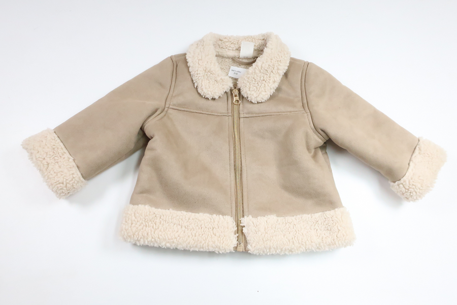 Jacka i skinnimitation från H&M - Storlek 80 - Beige