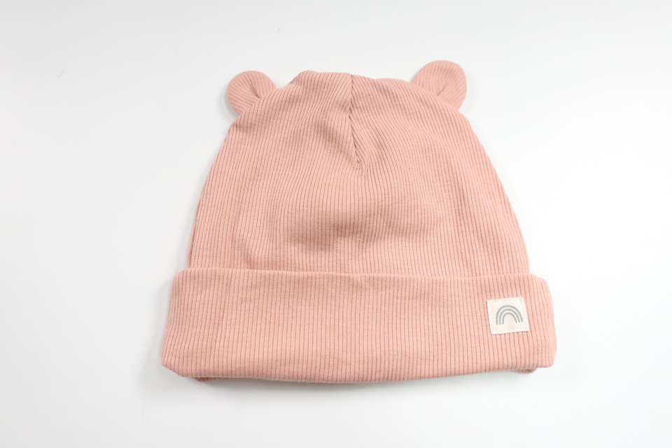 Ribbad mössa med öron från Lindex - Storlek 40/42 - Rosa