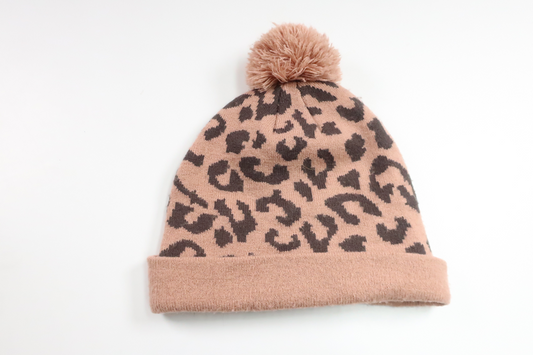 Leopardmönstrad mössa med tofs från Okänt - Storlek 53 - Rosa