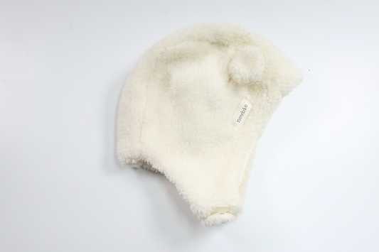 Mössa med öron från Newbie - Storlek 56/62 - Benvit
