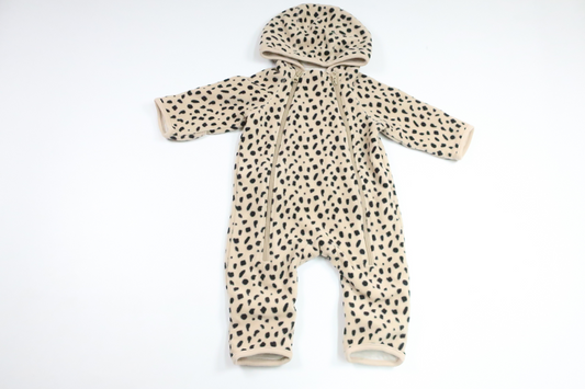 Leopardmönstrad fleeceoverall från Minimarket - Storlek 62 - Beige