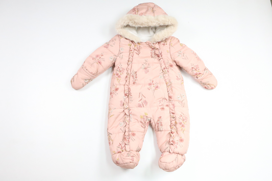 Fleecefodrad blommig overall från George - Storlek 62/68 - Rosa