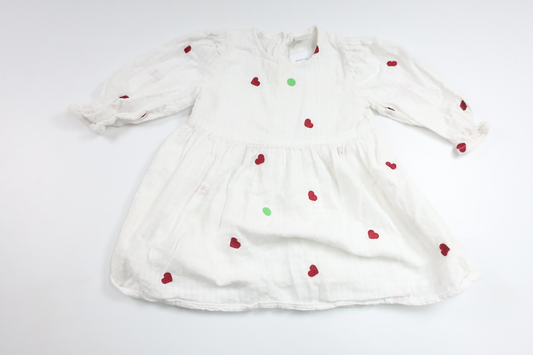 Klänning med hjärtan från Lindex - Storlek 80 - Vit