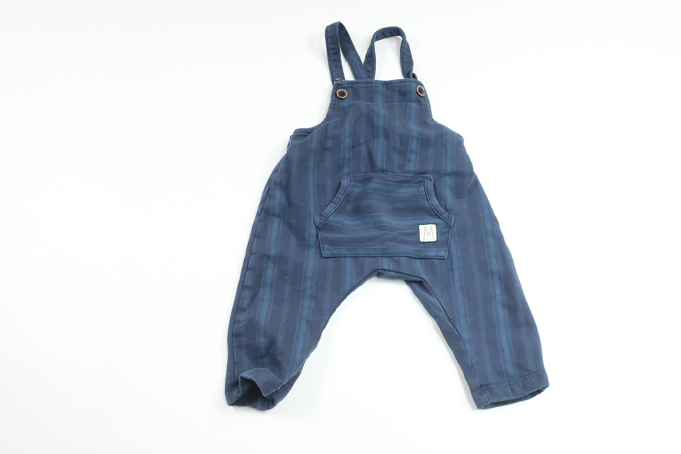 Randiga hängselbyxor från Lindex - Storlek 56 - Marinblå