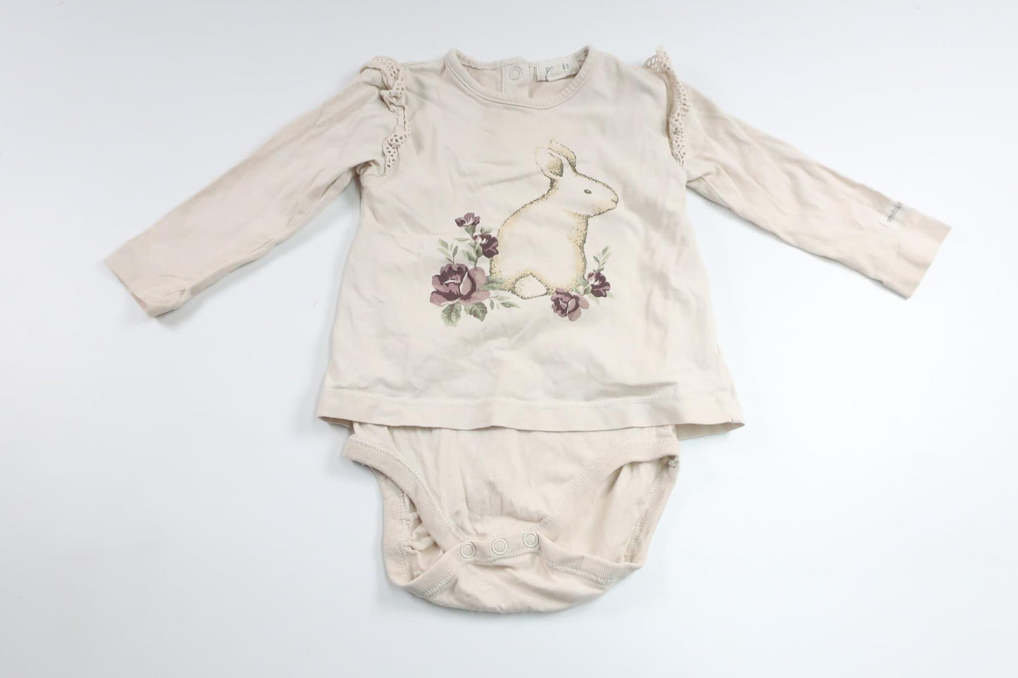 Tröja med inbyggd body från Newbie - Storlek 74 - Benvit