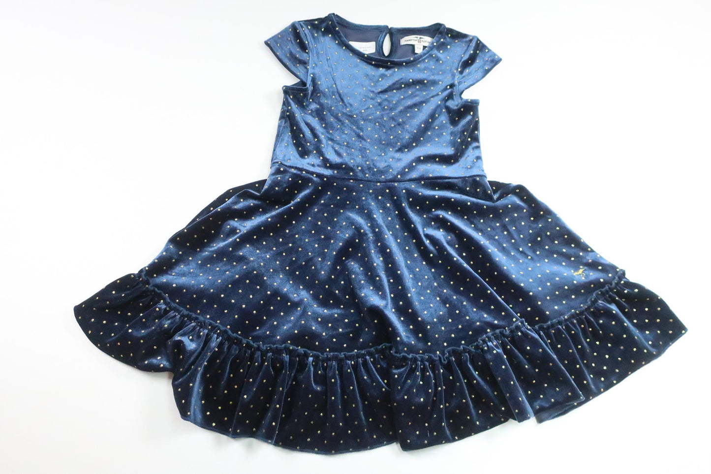 Prickig klänning i velour från Hampton Republic - Storlek 104 - Marinblå