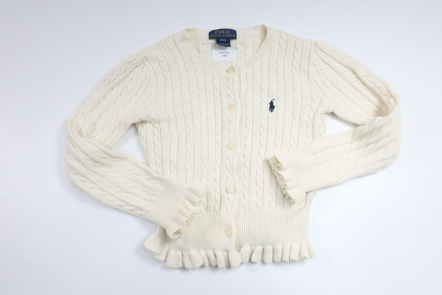 Stickad kofta från Polo Ralph Lauren - Storlek 98/104 - Benvit