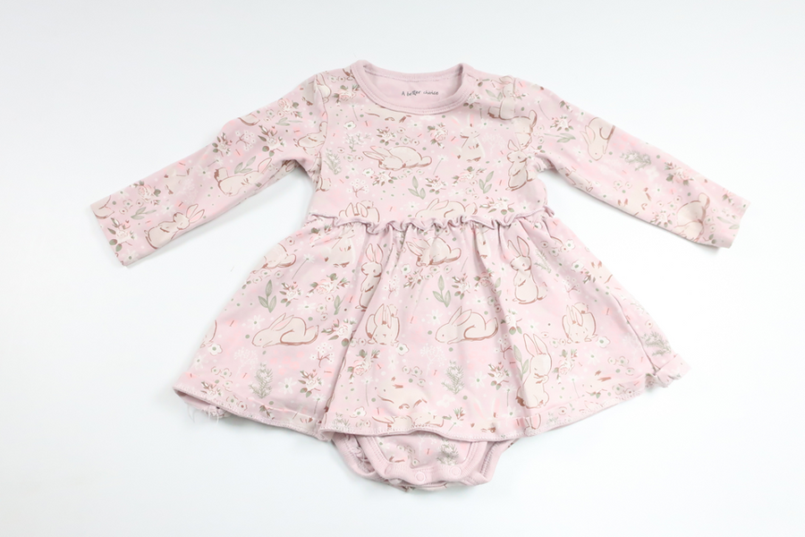 Klänning med inbyggd body från Ellos - Storlek 68 - Rosa