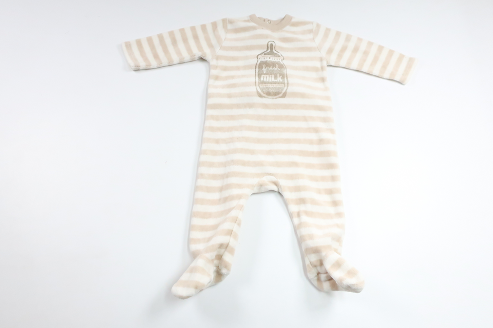 Randig pyjamas i fleece från Zara - Storlek 68 - Beige