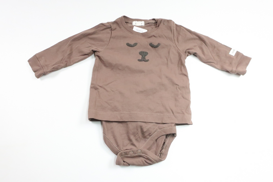 Tröja med inbyggd body från Newbie - Storlek 68 - Brun