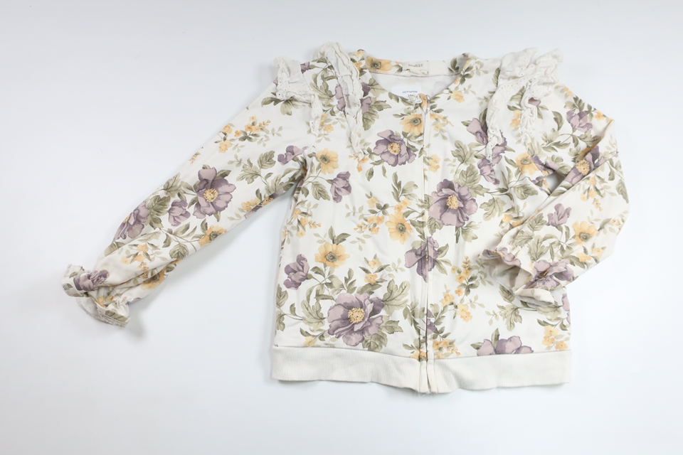 Blommig kofta från Newbie - Storlek 110/116 - Vit